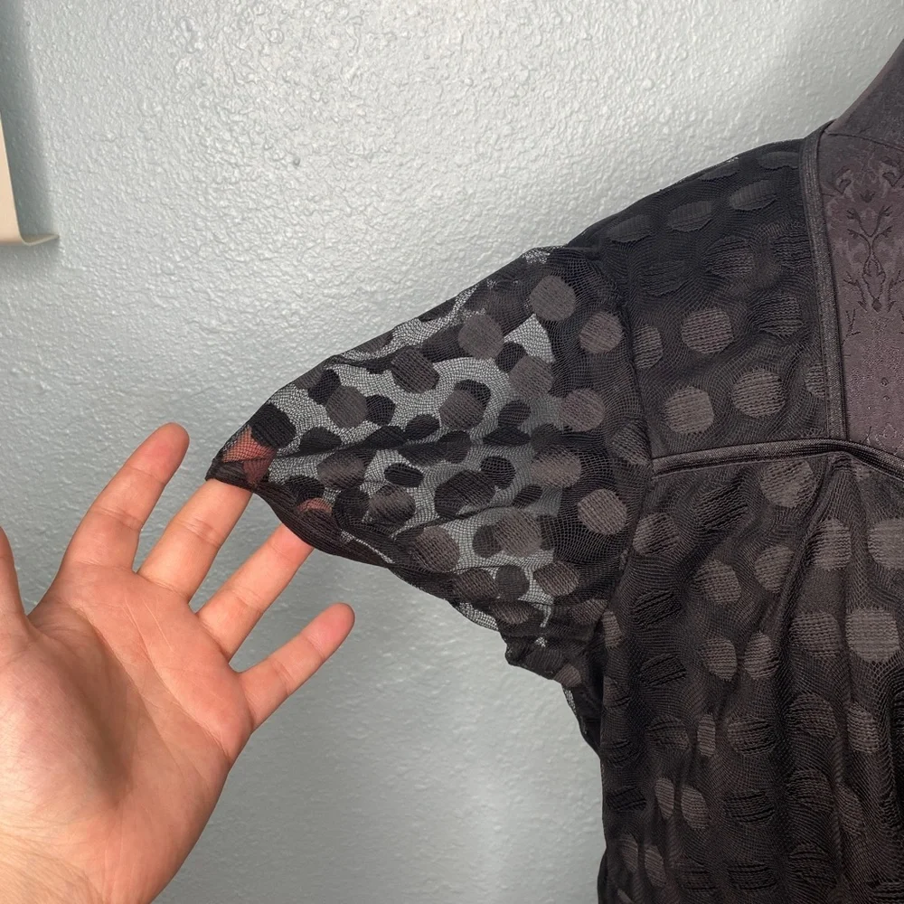 NY Collection Plus Size Black Polka Dot Blouse - Picture 10 of 11